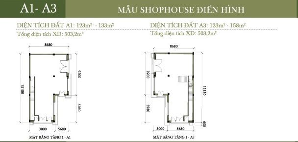 Mặt bằng shophouse A1-A3