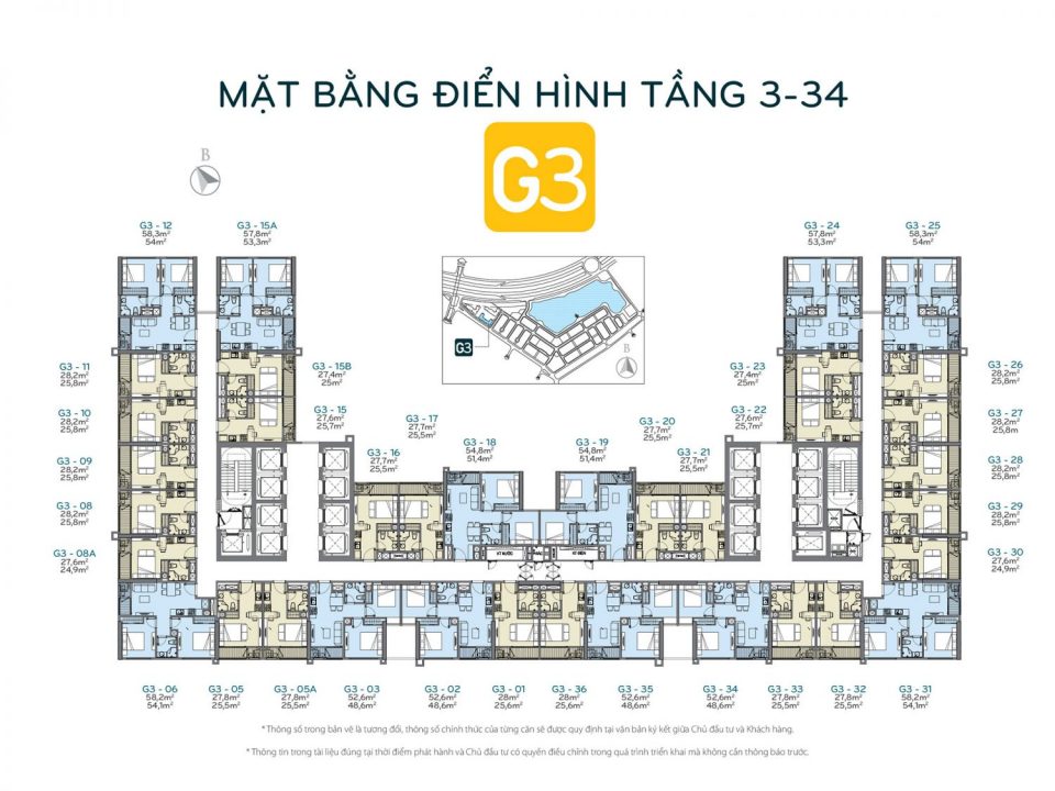 Mặt bằng tháp G3